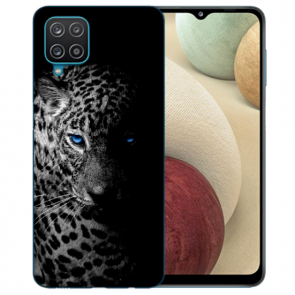 Samsung Galaxy A12 5G TPU Silikon Hülle mit Fotodruck Leopard mit blauen Augen 