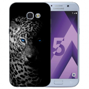 Samsung Galaxy A3 (2017) Silikon Hülle mit Leopard mit blauen Augen Bilddruck 