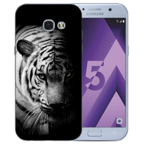 Samsung Galaxy A3 (2017) Silikon Hülle mit Tiger Schwarz Weiß Bilddruck 