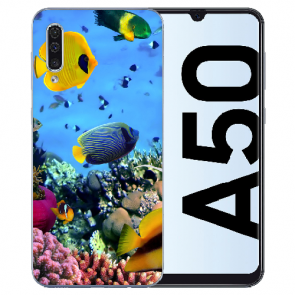 Samsung Galaxy A50 Silikon TPU Hülle mit Bilddruck Korallenfische