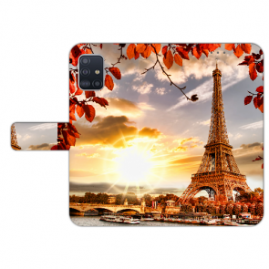 Samsung Galaxy A51 Handy Hülle Tasche mit Bilddruck Eiffelturm