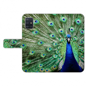 Schutzhülle Handy Tasche für Samsung Galaxy A71 mit Bild Druck Pfau