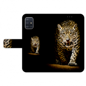 Handy Hülle mit Bilddruck Leopard beim Jagd für Samsung Galaxy A71 