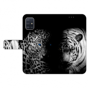Samsung Galaxy A51 Handy Hülle mit Bilddruck Tiger mit Leopard 