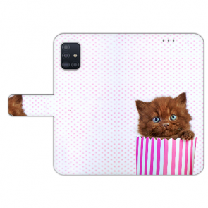 Samsung Galaxy A41 Handy Hülle Tasche mit Kätzchen Braun Bilddruck 