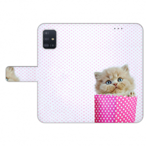 Samsung Galaxy A71 Handy Hülle Tasche mit Bilddruck Kätzchen Baby 