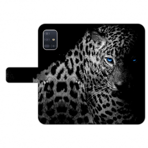 Samsung Galaxy A51 Handy Hülle mit Bilddruck Leopard mit blauen Augen 