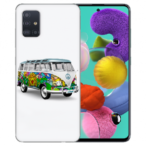  Samsung Galaxy A51 Silikon Handy Hülle mit Hippie Bus Fotodruck Etui
