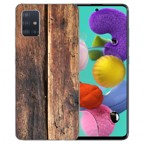 LG K42 Schutzhülle Silikon TPU Handy Hülle mit Bilddruck Holzoptik