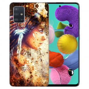 LG K42 Schutzhülle Silikon TPU Handy Hülle mit Bilddruck Indianerin Porträt