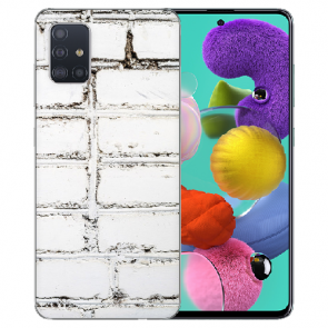 Samsung Galaxy A51 Silikon TPU Hülle mit Weiße Mauer Fotodruck Etui