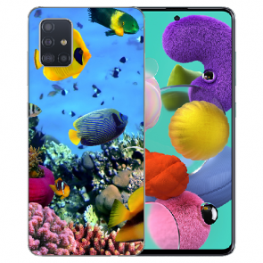 Samsung Galaxy A31 Silikon TPU Hülle mit Bilddruck Korallenfische