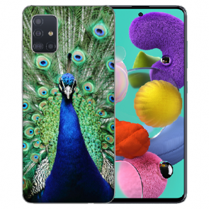 TPU Silikon für Schutzhülle Samsung Galaxy A31 mit Pfau Bilddruck