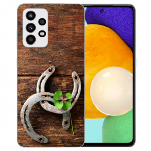 Samsung Galaxy A32 5G Silikon Hülle TPU Case mit Holz hufeisen Bilddruck