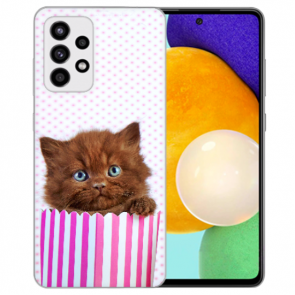 Samsung Galaxy A32 5G Silikon Hülle TPU Cover mit Fotodruck Kätzchen Braun