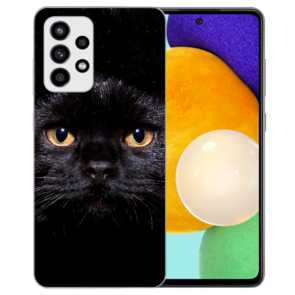 Schutzhülle TPU Hülle für Samsung Galaxy A52 (5G) / A52s (5G) mit Bilddruck Schwarz Katze
