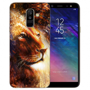 Samsung Galaxy A6 2018 Silikon Hülle mit LöwenKopf Porträt Bilddruck 