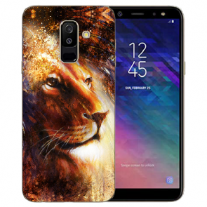 Samsung Galaxy J6 (2018) Silikon TPU Hülle mit Bilddruck LöwenKopf Porträt 