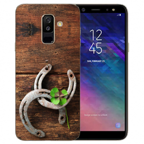 Samsung Galaxy J6 (2018) Silikon TPU Hülle mit Fotodruck Holz hufeisen