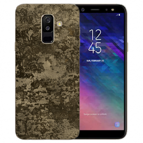 Samsung Galaxy A6 2018 Silikon TPU Hülle mit Bilddruck Braune Muster