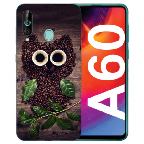 Samsung Galaxy A60 Silikon TPU Hülle mit Fotodruck Kaffee Eule