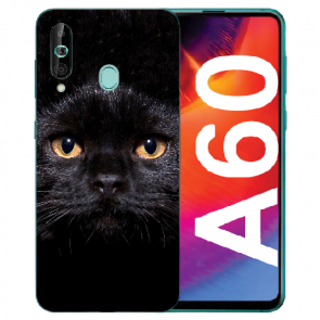 Silikon TPU für Samsung Galaxy A60 mit Schwarz Katze Bilddruck