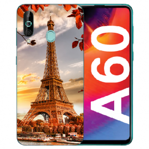 Samsung Galaxy A60 Silikon TPU Hülle mit Eiffelturm Bilddruck