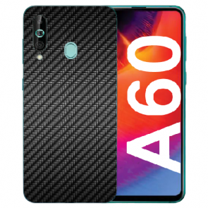 Samsung Galaxy A60 Silikon TPU Schutzhülle mit Carbon Optik Bilddruck