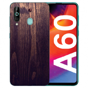 Samsung Galaxy A60 TPU Hülle mit Fotodruck HolzOptik Dunkelbraun 