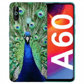 Silikon TPU Schutzhülle für Samsung Galaxy A60 mit Pfau Bilddruck