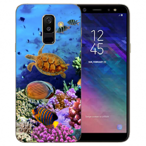 Samsung Galaxy A6 2018 Silikon Hülle mit Bilddruck Aquarium Schildkröten