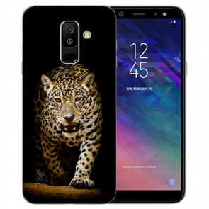 Samsung Galaxy A6 2018 Silikon Hülle mit Bilddruck Leopard beim Jagd
