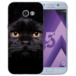 Samsung Galaxy A3 (2017) Silikon Schutzhülle mit Schwarz Katze Bilddruck