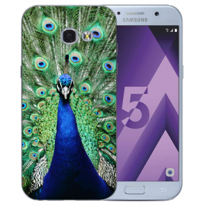 Samsung Galaxy A3 (2017) Silikon Schutzhülle mit Pfau Bilddruck Etui