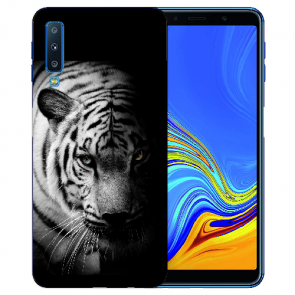 Samsung Galaxy A7 (2018) Silikon Hülle mit Fotodruck Tiger Schwarz Weiß
