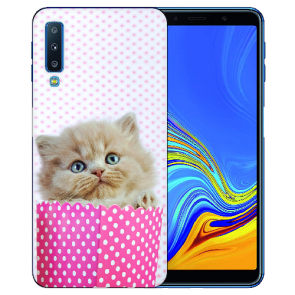 Samsung Galaxy A7 (2018) Silikon Hülle mit Fotodruck Kätzchen Baby