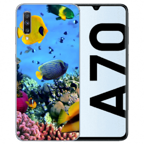 Silikon TPU mit Bilddruck Korallenfische für Samsung Galaxy A70 Etui
