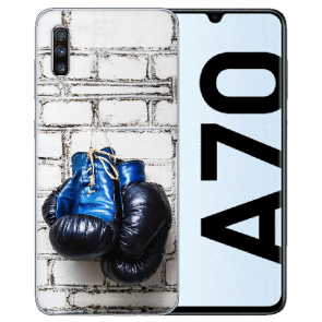 Samsung Galaxy A70 Silikon TPU Hülle mit Bilddruck Boxhandschuhe