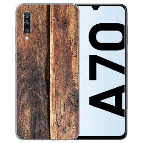 Silikon TPU Hülle mit Bilddruck HolzOptik für Samsung Galaxy A70