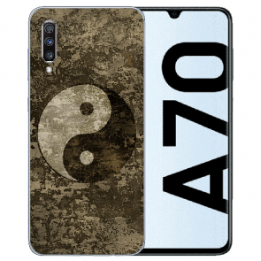 Samsung Galaxy A70 Silikon TPU Hülle mit Bilddruck Yin Yang Etui