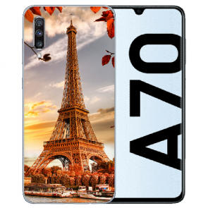 Samsung Galaxy A70 Silikon TPU Schutzhülle mit Bilddruck Eiffelturm