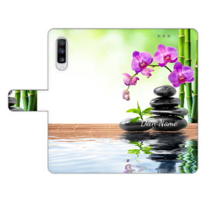 Personalisierte Handyhülle mit Orchidee Bambus und Basaltsteine Bilddruck für Samsung Galaxy A50 
