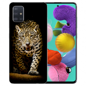 Samsung Galaxy A71 Silikon TPU Hülle mit Leopard beim Jagd Fotodruck 