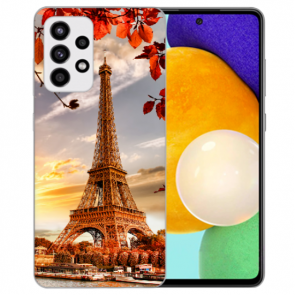 Samsung Galaxy A72 5G Silikon TPU Hülle mit Fotodruck Eiffelturm
