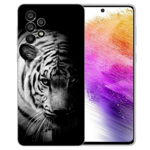 TPU Handy Schale für Samsung Galaxy A73 (5G) Bilddruck Tiger Schwarz Weiß