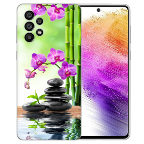 TPU Silikoncover für Samsung Galaxy A73 (5G) Bilddruck Orchidee Bambus und Basaltsteine