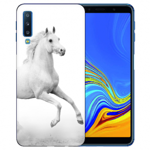 Samsung Galaxy A7 (2018) Silikon TPU Schutzhülle mit Pferd Foto Druck