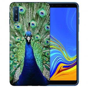 Silikon TPU Hülle  mit Pfau Fotodruck für Samsung Galaxy A7 (2018)