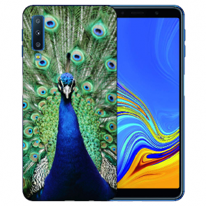 Silikon TPU Hülle mit Pfau Fotodruck für Samsung Galaxy A7 (2018)