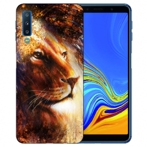 Samsung Galaxy A7 (2018) TPU Hülle mit LöwenKopf Porträt Fotodruck 